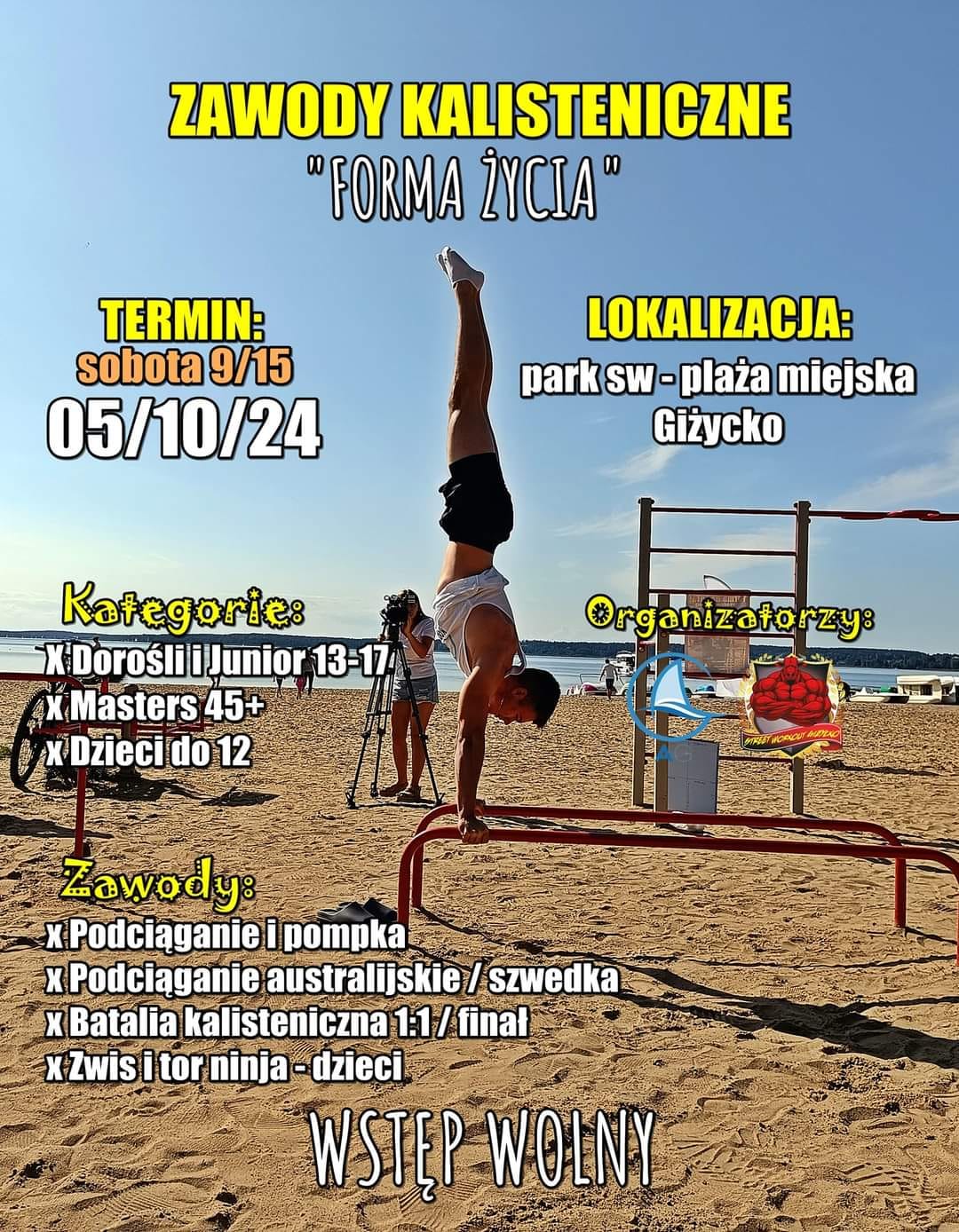 Zawody kalisteniczne “FORMA ŻYCIA” – 5.10.2024r. Plaża Miejska w Giżycku