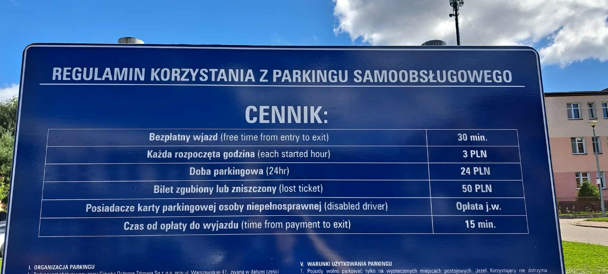 Parking przy szpitalu w Giżycku – cennik i zasady korzystania