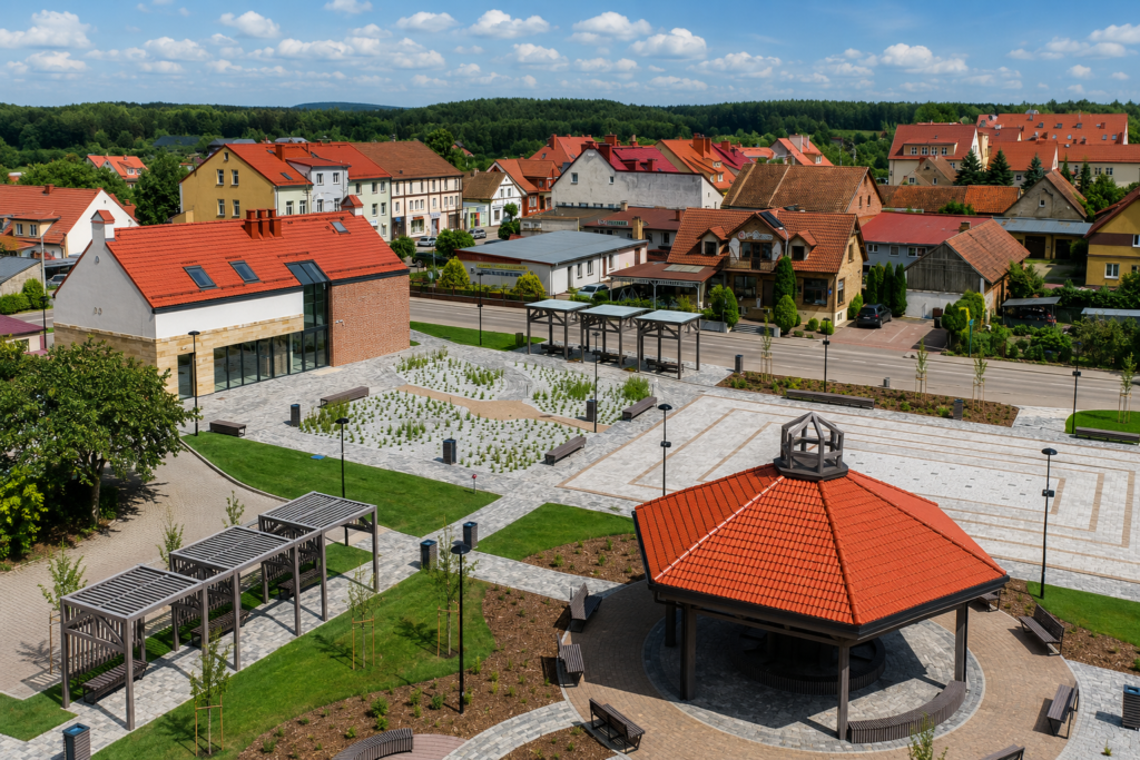 Nowy plac z fontanną w centrum Wydmin