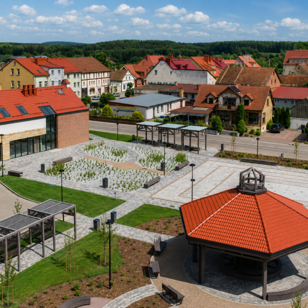 Nowy plac z fontanną w centrum Wydmin